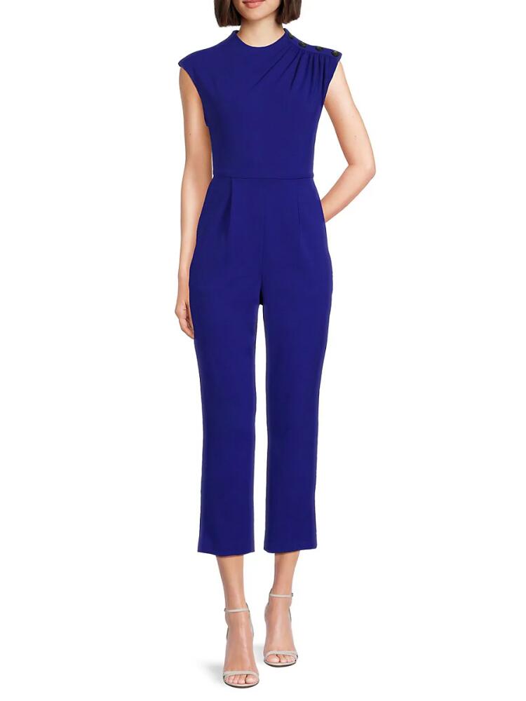 Calvin Klein Women's Pleated Cropped Jumpsuit - Ultra Marine Cover