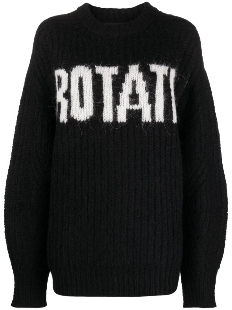 ROTATE BIRGER CHRISTENSEN intarsia-knit logo crew-neck jumper - Black Cover