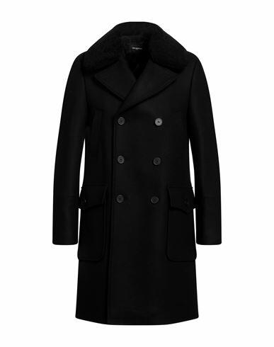 The Kooples Man Coat Black Wool, Polyamide, Shearling Cover