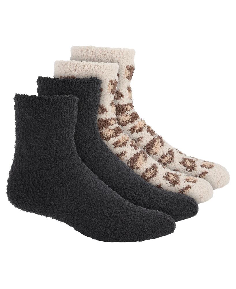 Charter Club Women's 2-Pk. Holiday Fuzzy Butter Socks, Created for Macy's - Leopard Almond Peach Cover