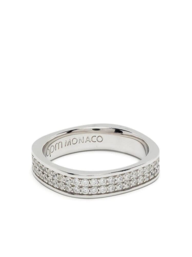 APM Monaco Chunky pavé embellished ring - Silver Cover