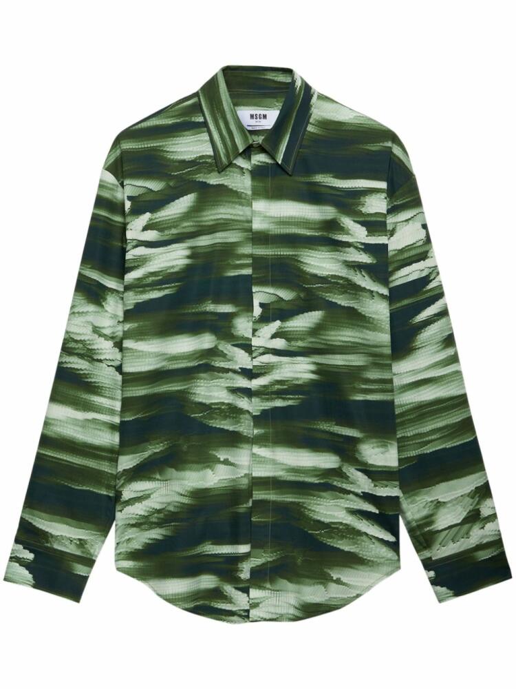 MSGM abstract-print long-sleeve shirt - Green Cover