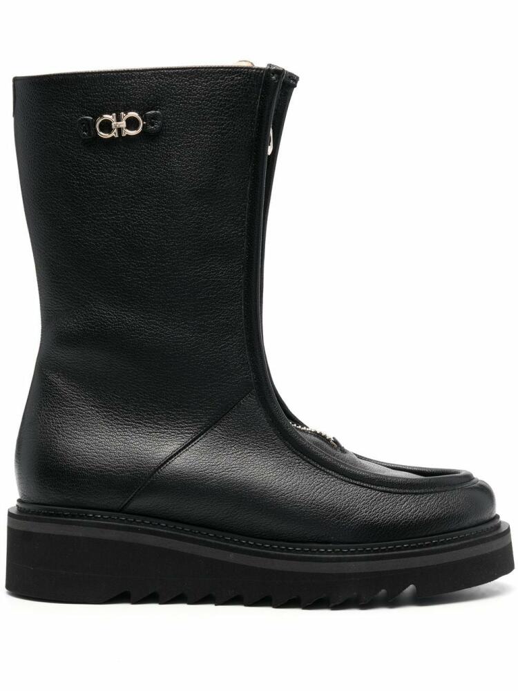 Ferragamo 50mm zip-front leather boots - Black Cover