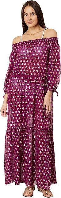 Lilly Pulitzer Dayla Maxi Cover-Up (Amarena Cherry Pattern Play Viscose Metallic Clip) Women's Dress Cover