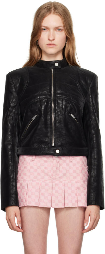 MISBHV Black Quilted Faux-Leather Jacket Cover