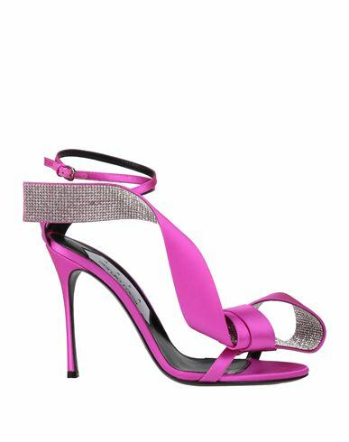 Area X Sergio Rossi Woman Sandals Magenta Leather, Textile fibers Cover