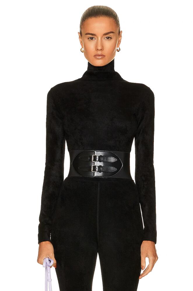 ALAÏA Velvet Bodysuit in Black Cover