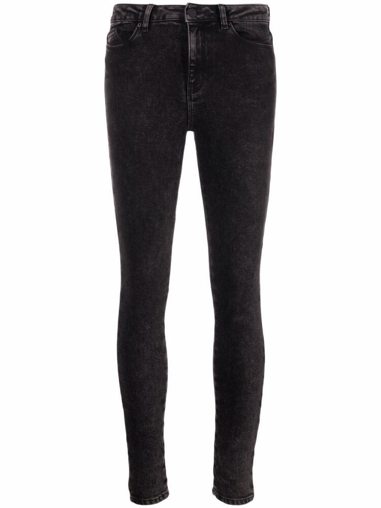 Karl Lagerfeld monogram-embroidered skinny jeans - Black Cover