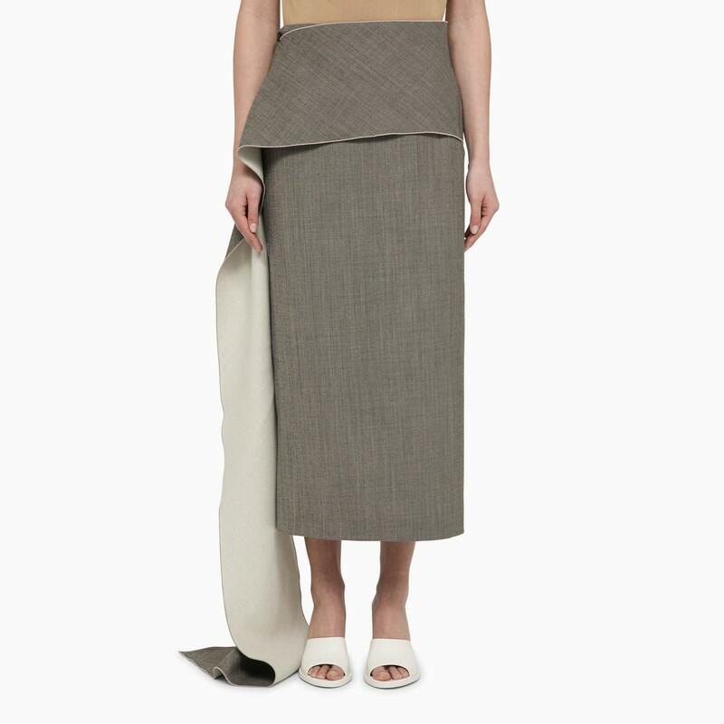 The Row White/black wool skirt with side train Cover