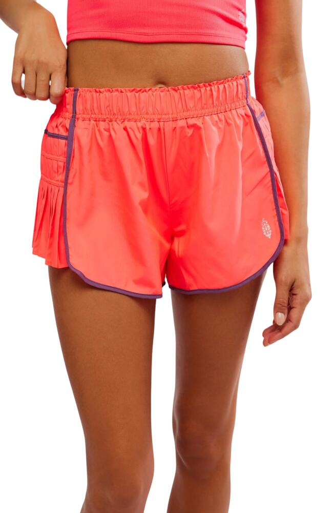 Free People FP Movement Easy Tiger Side Pleat Shorts in Electric Sunset Comb Cover