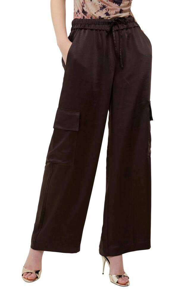 French Connection Chloetta Satin Cargo Pants in 20-Chocolate Torte Cover