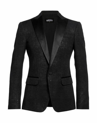 Dsquared2 Man Blazer Black Wool, Polyester, Polyamide, Metallic fiber, Silk Cover