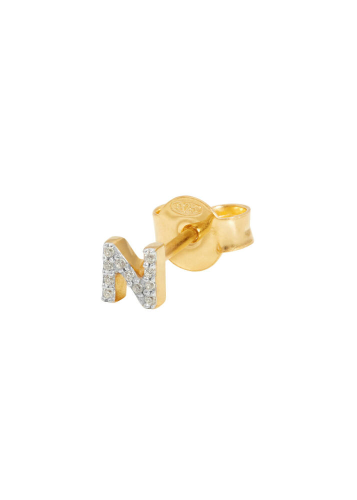 Missoma N Initial 18kt Gold-plated Single Stud Earring - Cover