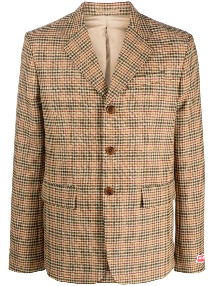 Kenzo checked single-breasted blazer - Neutrals Cover