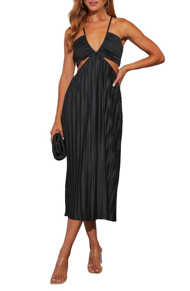 VICI Collection Hollywood Dreams Pleated Tie Back Dress in Black Cover