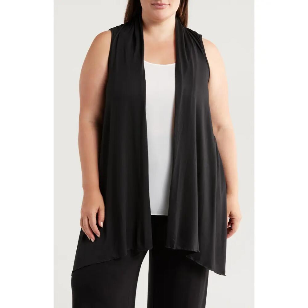 24seven Comfort Apparel Open Front Sidetail Stretch Vest in Black Cover