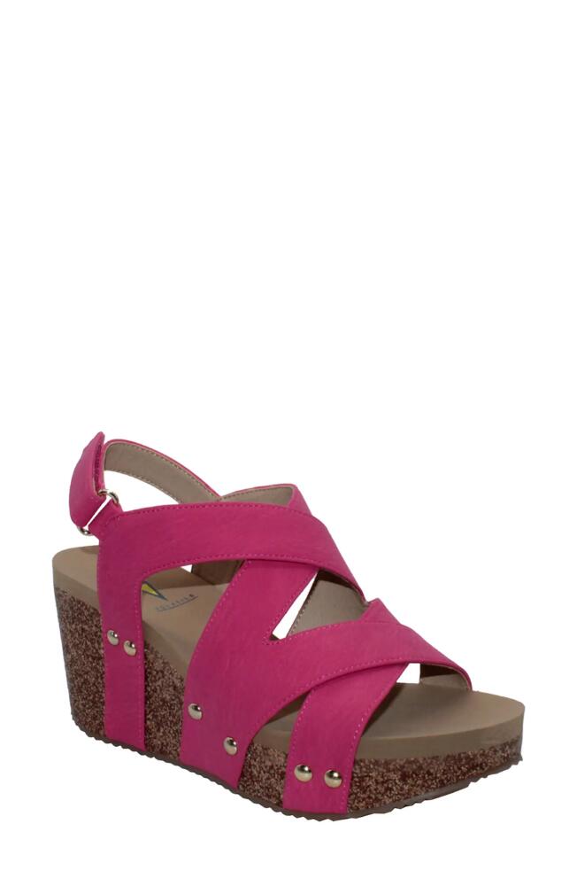 Volatile Tory Crisscross Wedge Sandal in Fuchsia Cover