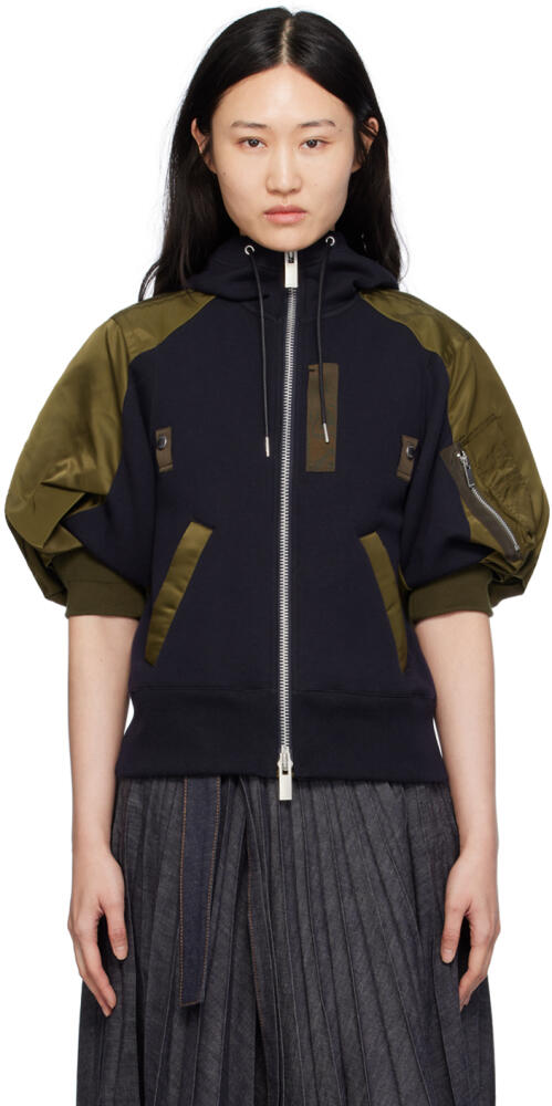 sacai Navy & Khaki Sponge Hoodie Cover