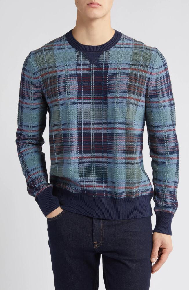 Brooks Brothers Garment Wash Madras Plaid Jacquard Sweater in Madrass Blue Cover