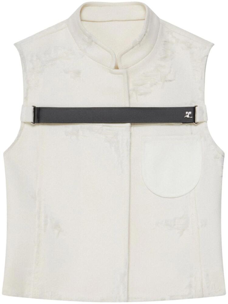 Courrèges distressed strap racer jacket - White Cover