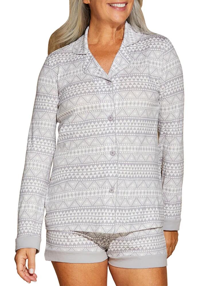 Cosabella Women's Bella 2-Piece Leopard-Print Pajama Set - Geo Dove Grey Cover