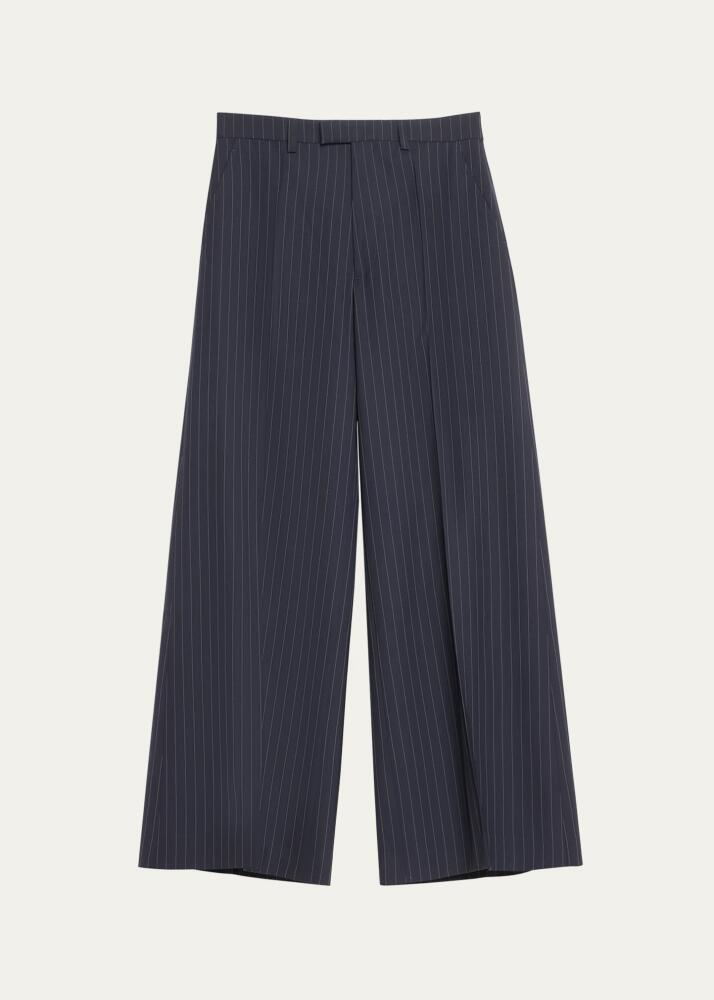 Vetements Men's Pinstripe Wide-Leg Pants Cover