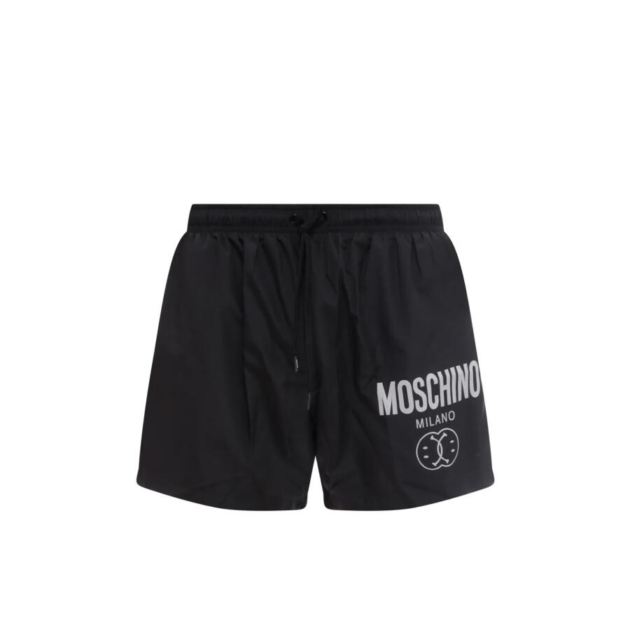 Moschino Fantasy Print Black Smiley Swim Shorts Cover