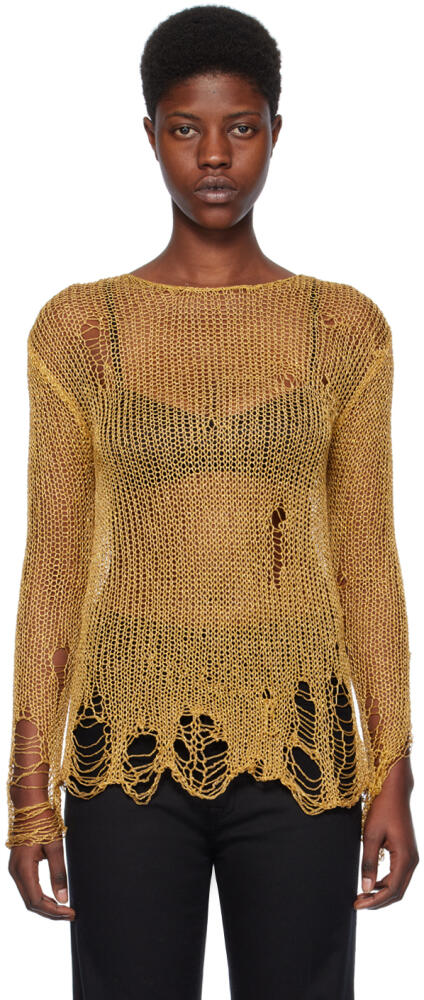 R13 Gold Distressed Sweater Cover