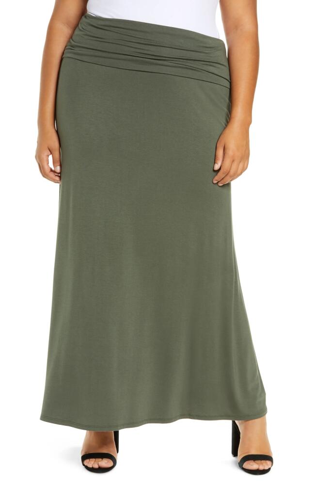 Loveappella Fold Over Maxi Skirt in Olive Cover