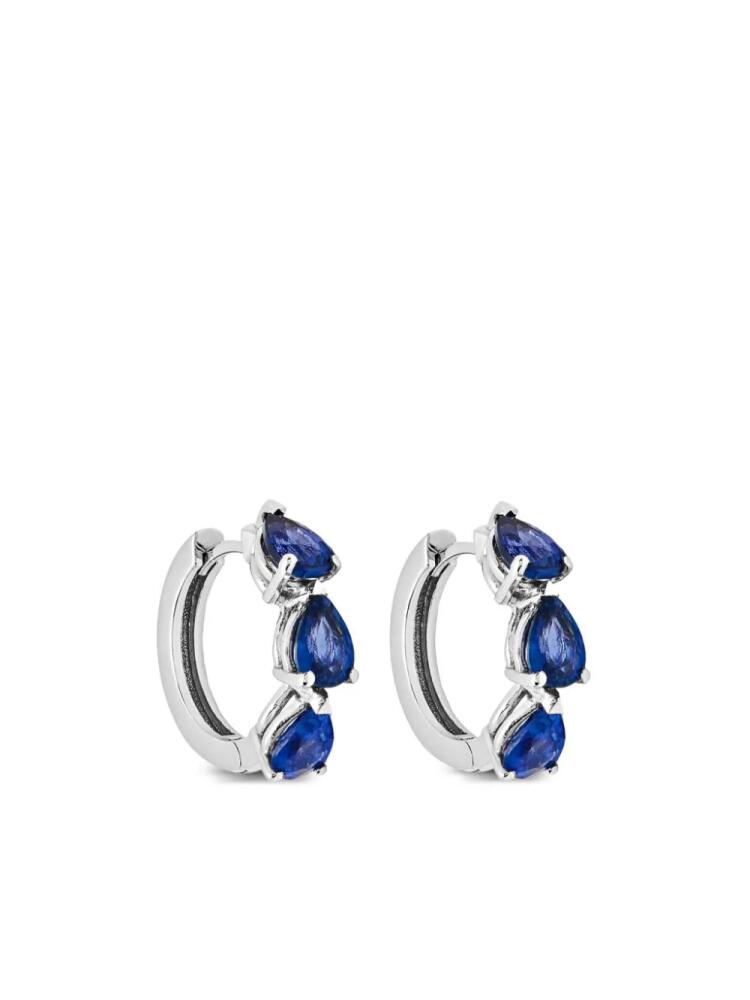 Jewels Aficionado 18kt white gold Huggies sapphire earrings - Silver Cover