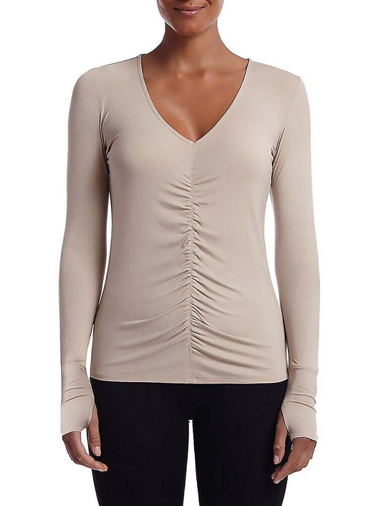 Capsule 121 Women's Stafford Ruched V Neck Top - Beige Cover