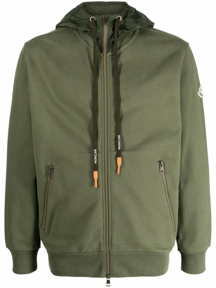 Moncler logo patch zipped hoodie - Green Cover