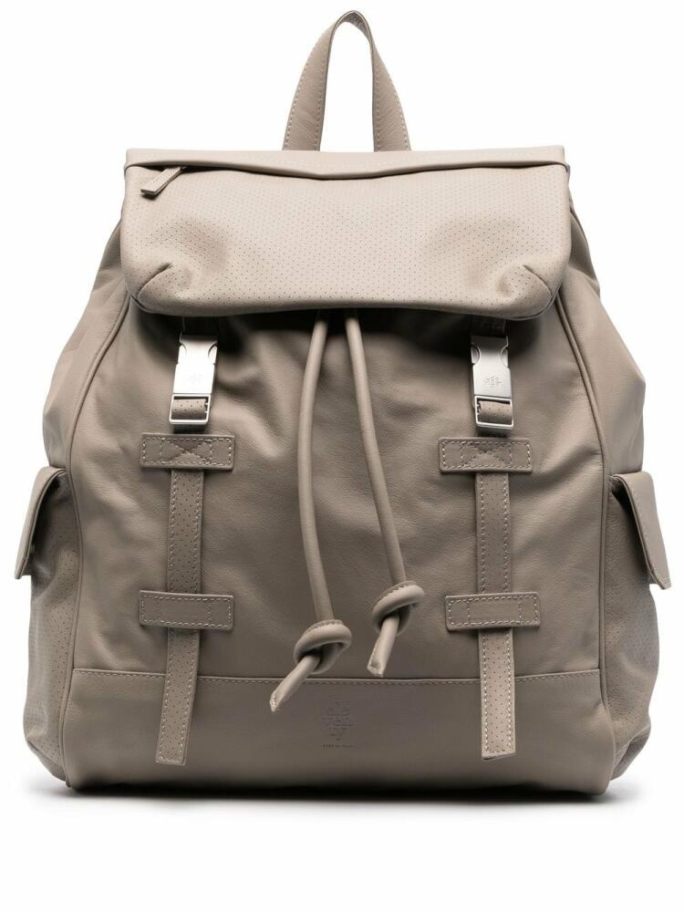 Eleventy leather buckle-fastening backpack - Neutrals Cover