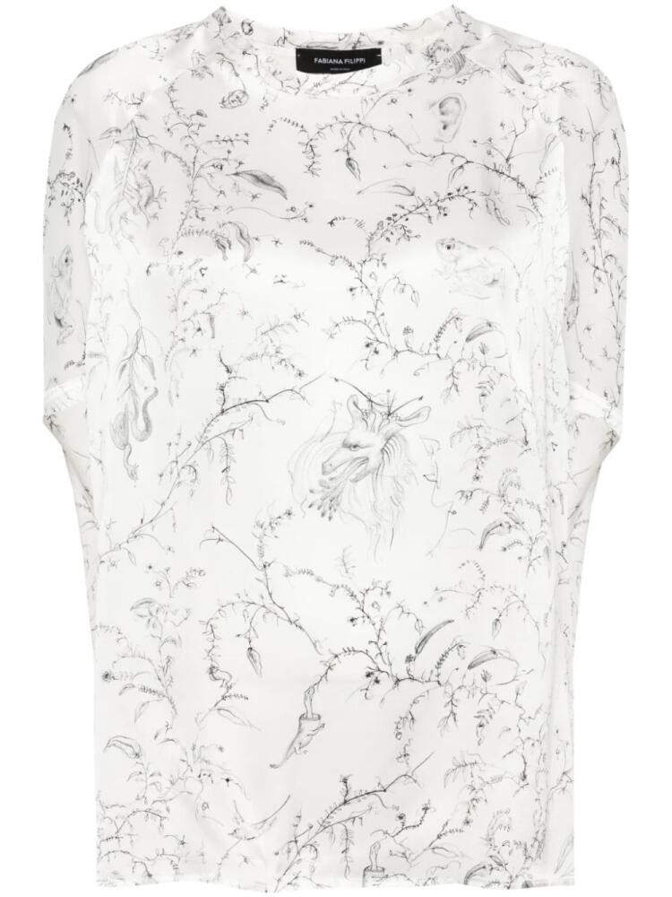 Fabiana Filippi graphic-print silk blouse - White Cover