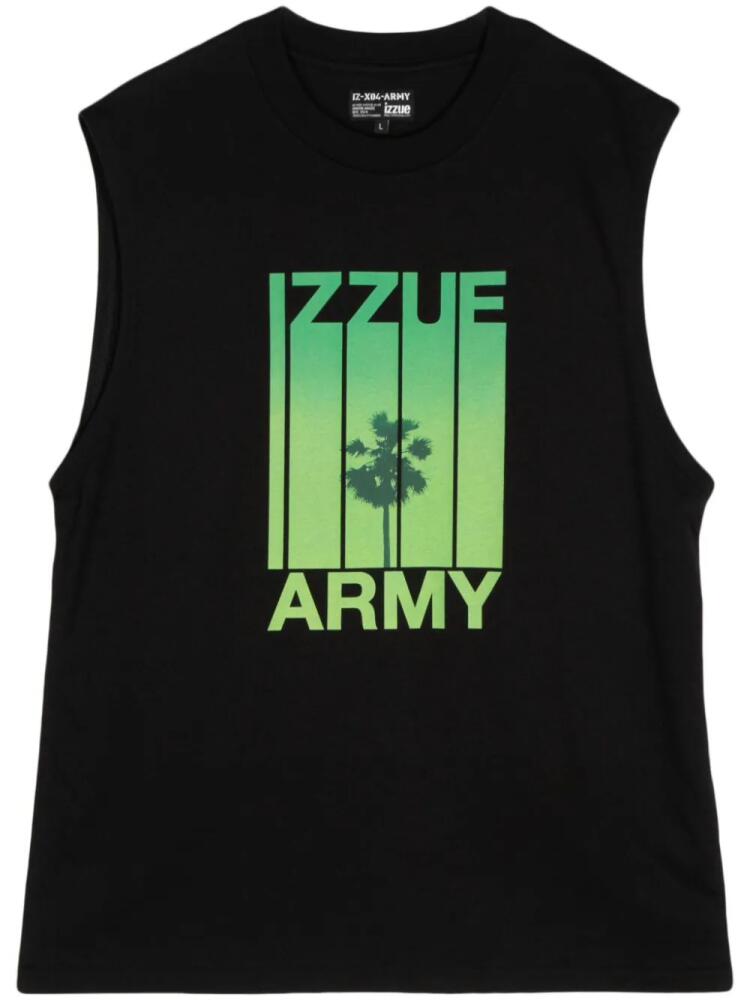 izzue logo-print cotton tank top - Black Cover