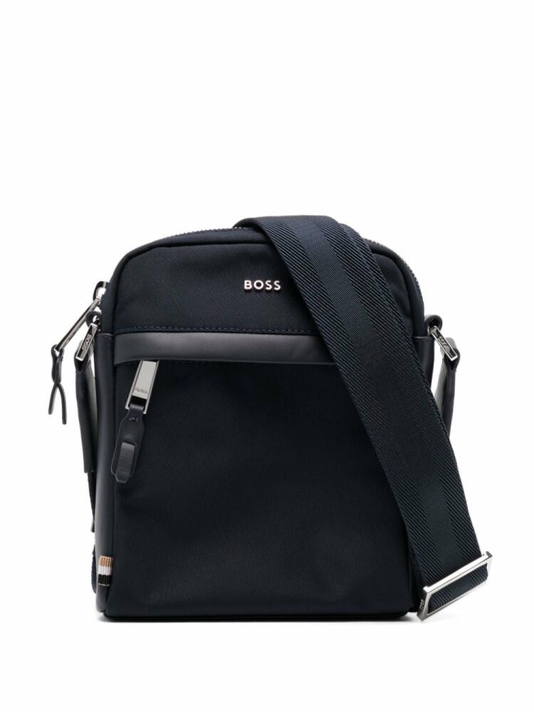 BOSS logo-lettering messenger bag - Blue Cover