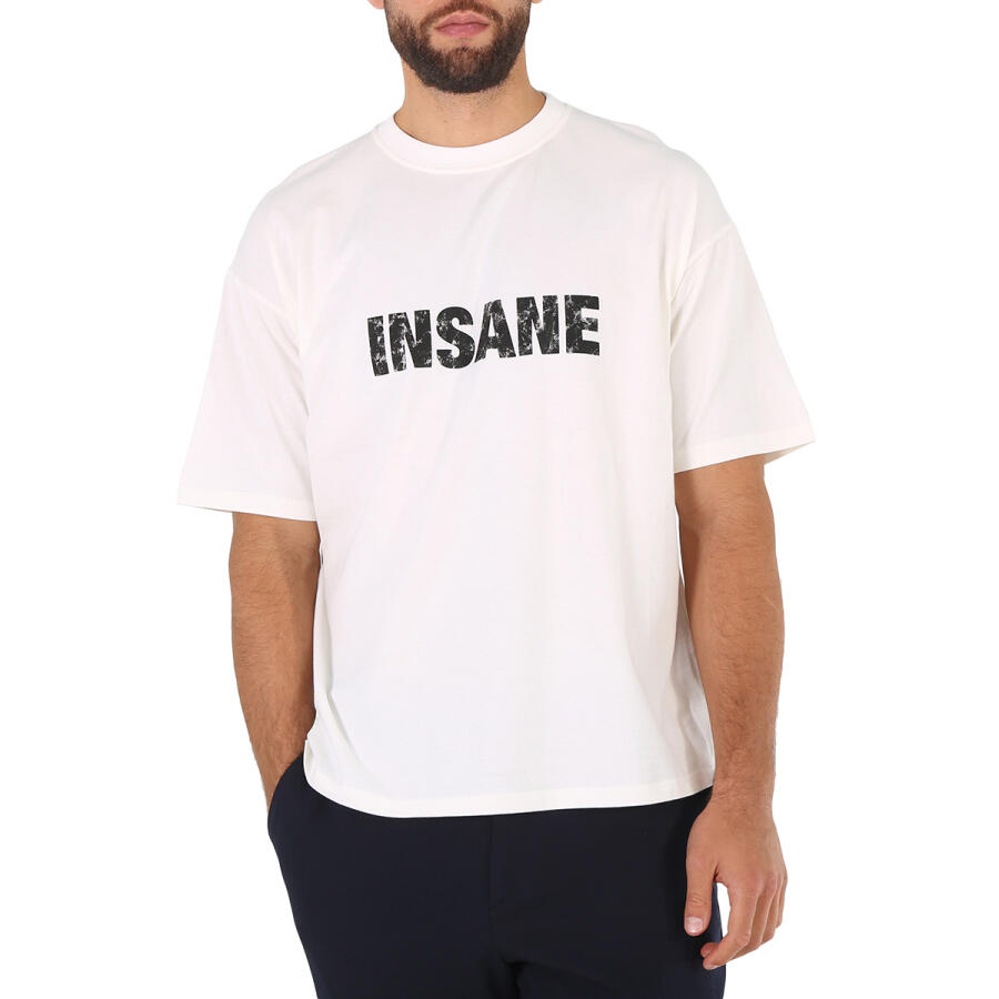 424 Mens Insane Graphic-print White Cotton T-shirt Cover