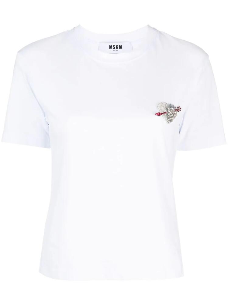 MSGM appliqué-detail cotton jersey T-shirt - White Cover