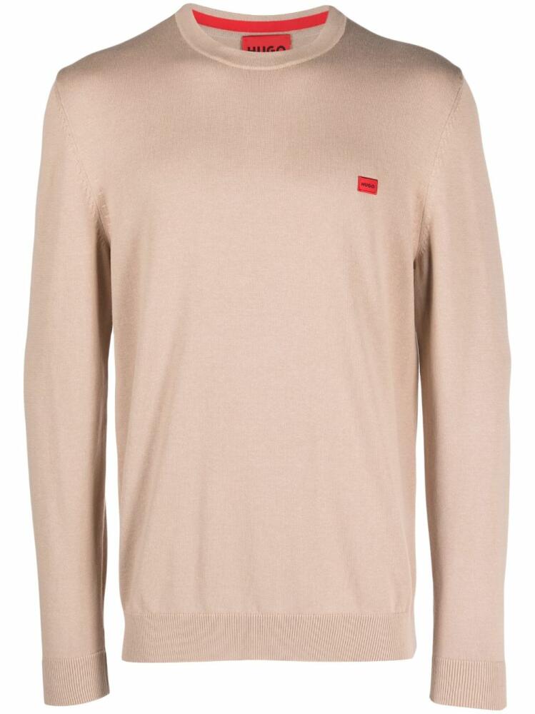 HUGO logo-patch cotton jumper - Neutrals Cover