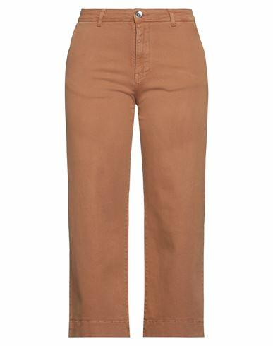 Take-two Woman Pants Camel Cotton, Elastane Cover