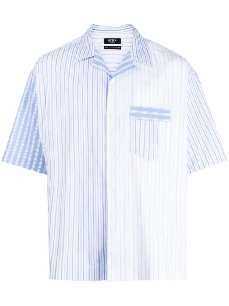 FIVE CM stripe-print panelled shirt - White Cover