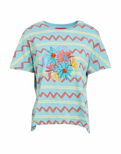 Max & co. Calibri Woman T-shirt Sky blue Cotton Cover