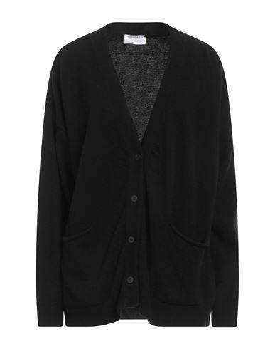 Wool & Co Woman Cardigan Black Merino Wool, Cashmere Cover