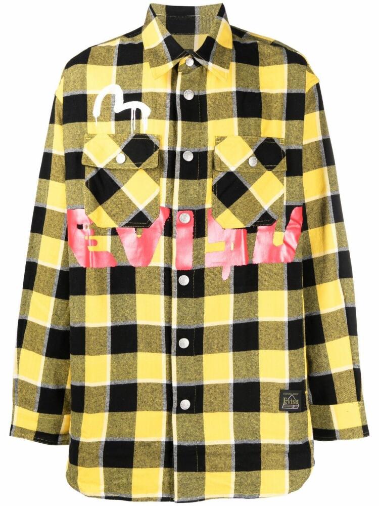 EVISU x Sfera Ebbasta check-print cotton shirt - Yellow Cover