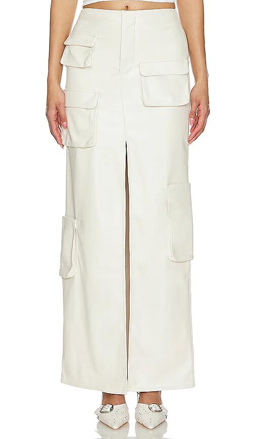 AFRM Nova Faux Leather Skirt in Ivory Cover