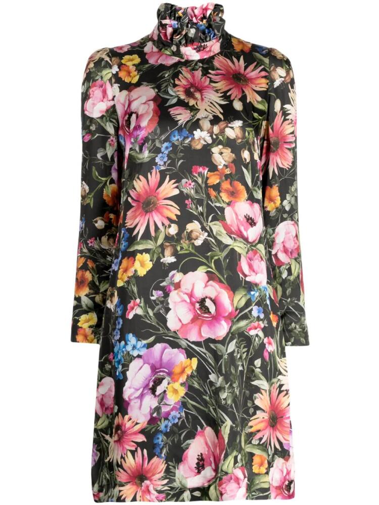 JANE Romeo floral-print shift minidress - Black Cover