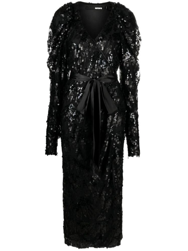 ROTATE BIRGER CHRISTENSEN sequined wrap midi dress - Black Cover