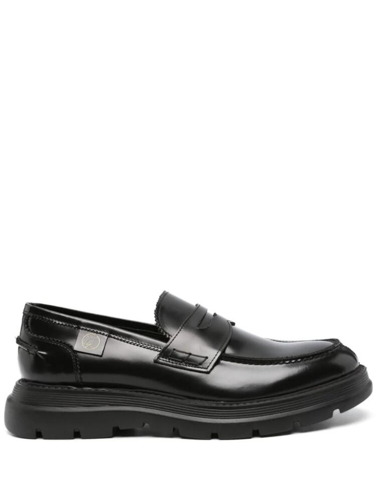 Giuliano Galiano Freddie penny-slot leather loafers - Black Cover