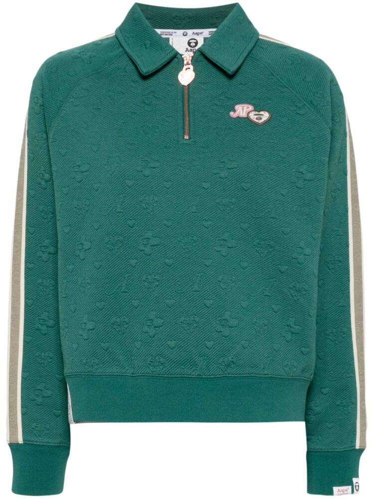 AAPE BY *A BATHING APE® Moonface logo half-zip sweatshirt - Green Cover