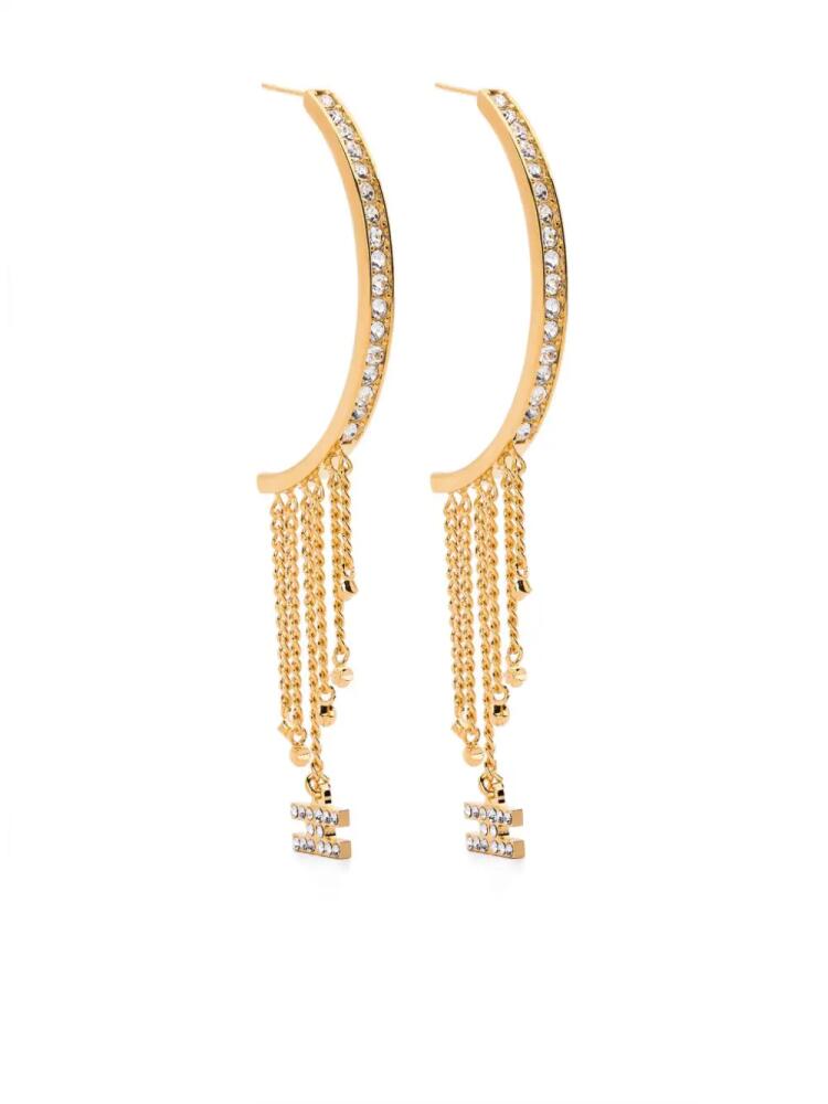 Elisabetta Franchi crystal-embellished half hoop earrings - Gold Cover